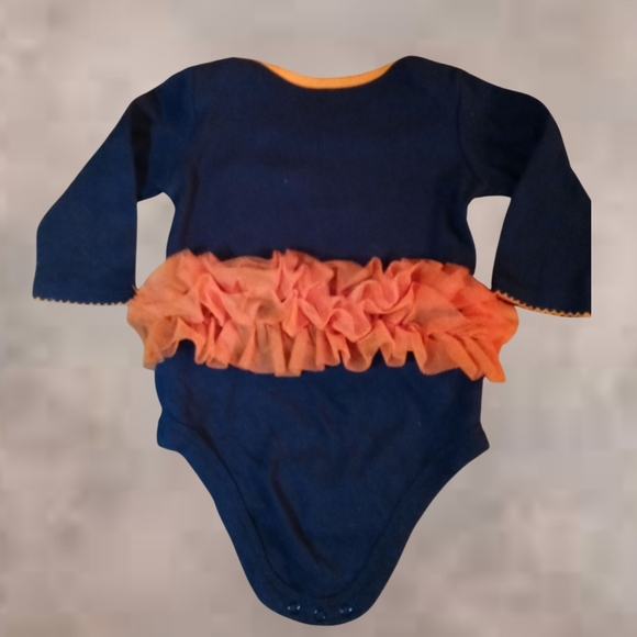 M8) Halloween Baby Girl Bodysuit 6-9M | "Boo!" Ghost Tutu Romper - Picture 3 of 6